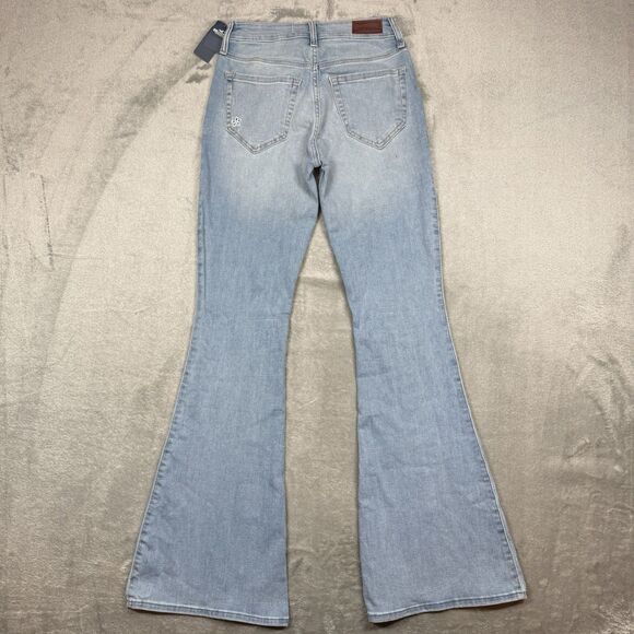 Hollister Jeans Womens 27L Blue Cotton Denim High Rise Flare Soft Stretch Floral - Picture 2 of 14